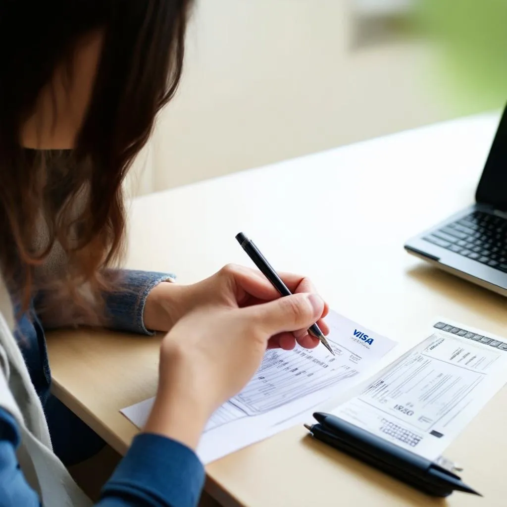 Woman Applying for a Visa