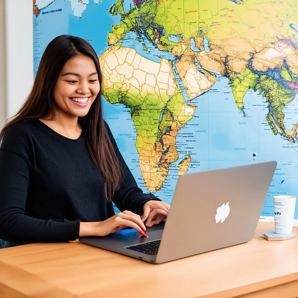 Woman Booking a Trip Online