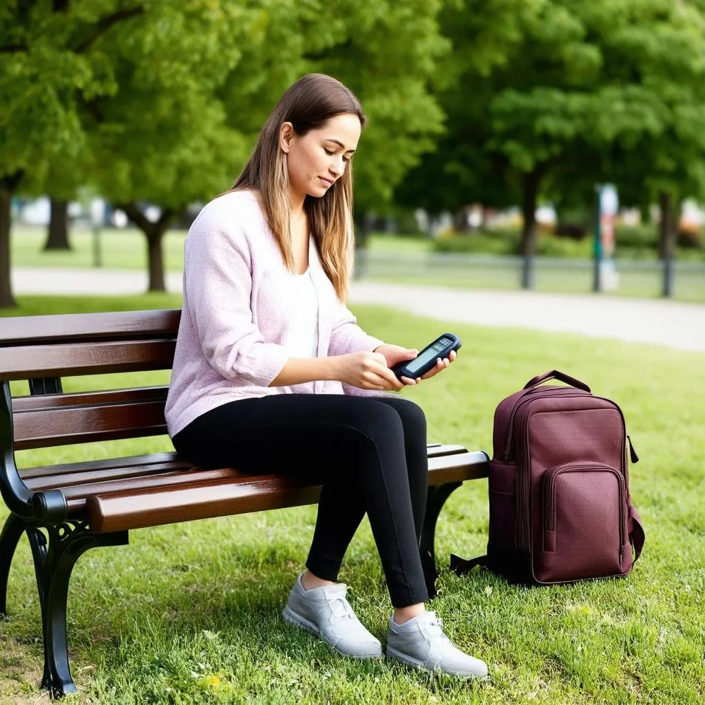 Woman Monitoring Blood Sugar