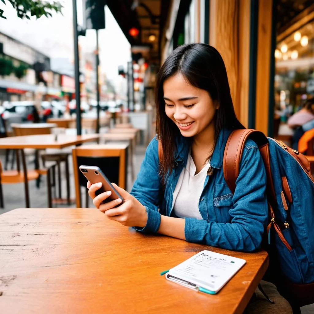 Tourist Checking Travel Advisory on Phone