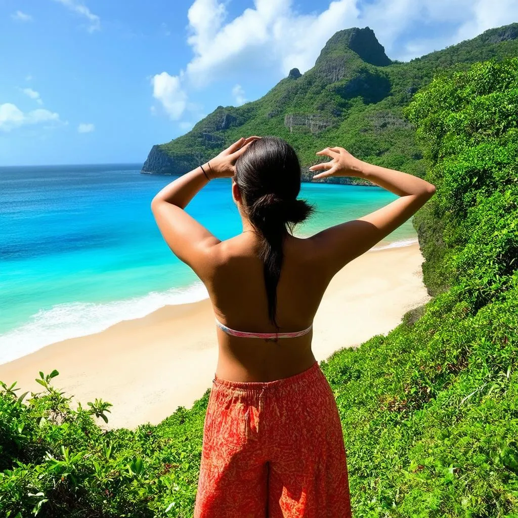 Woman Taking in the Views at Tayrona National Park