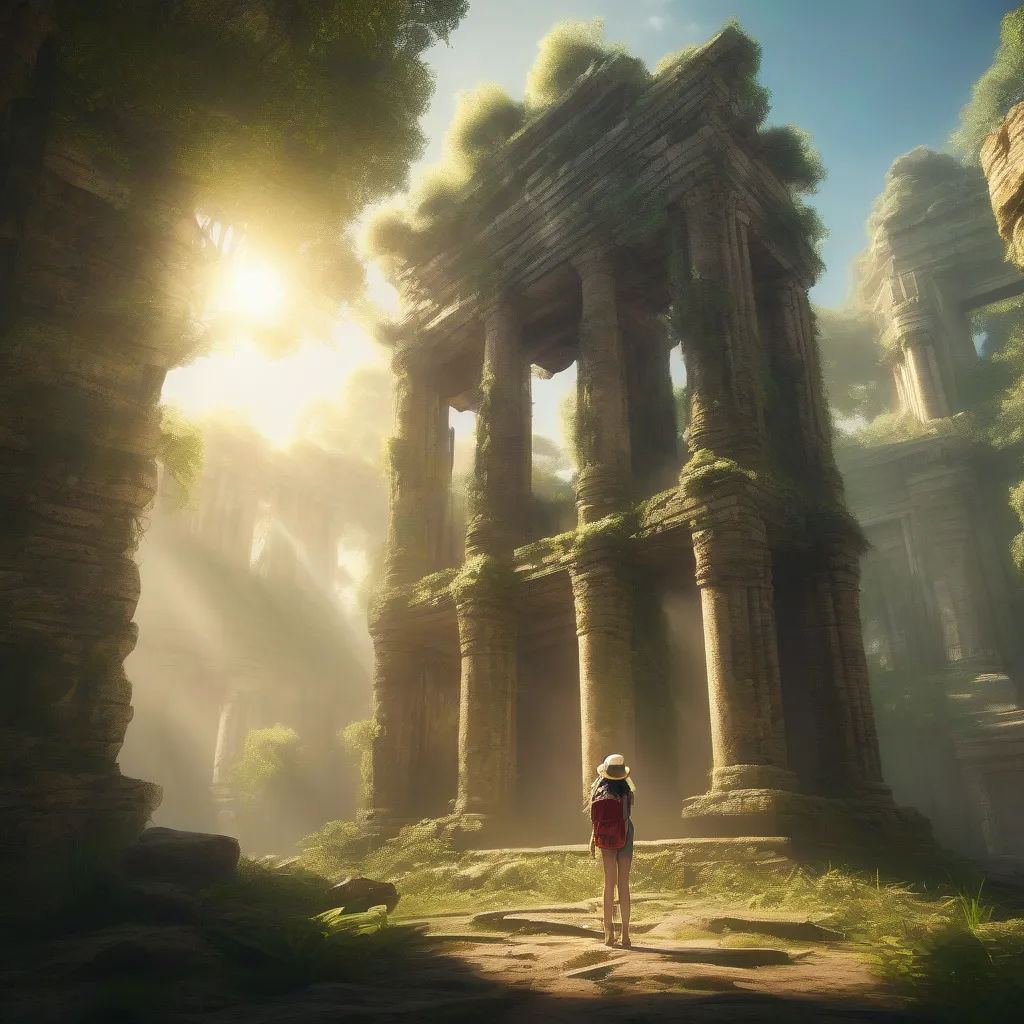 Woman Exploring Ancient Ruins