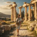 Solo female traveler exploring the ancient ruins of Sicily