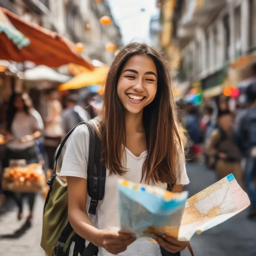 Woman Exploring City on a Budget