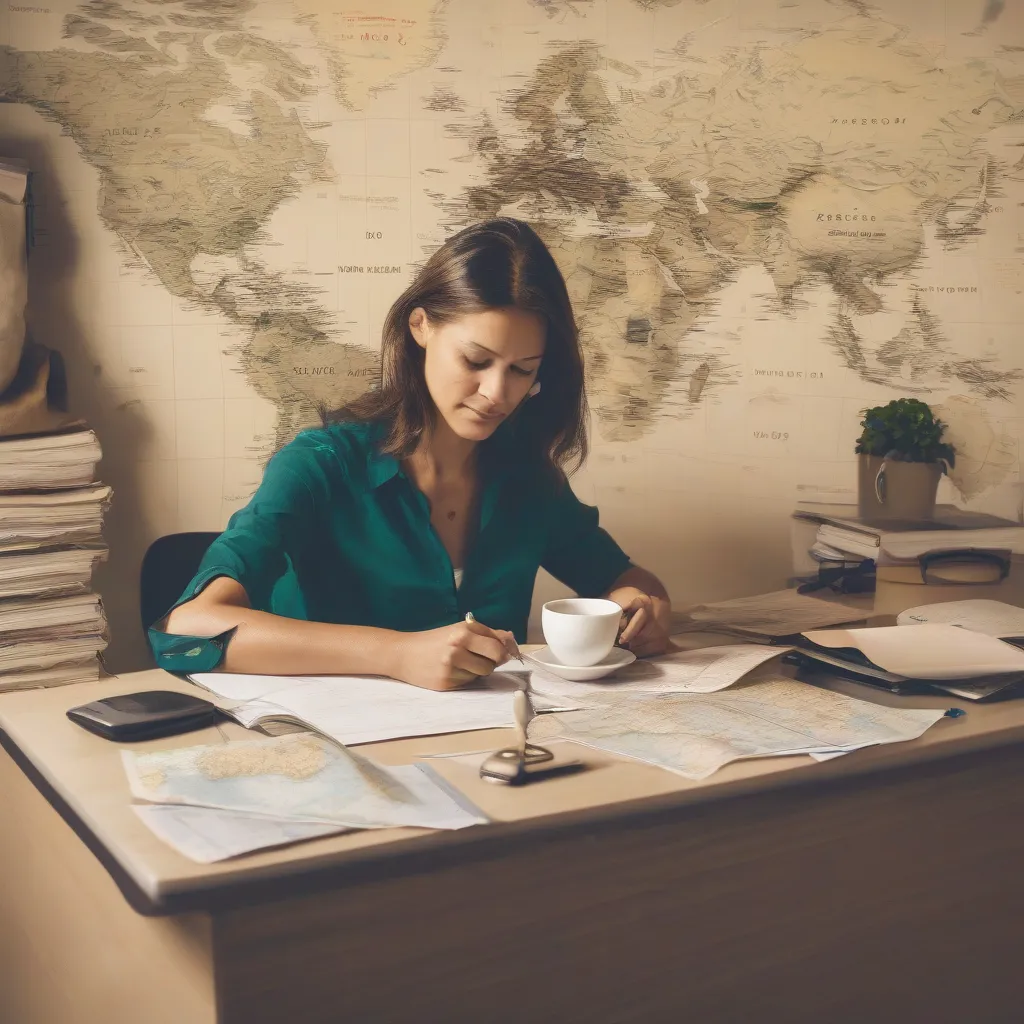 Woman Completing Travel Forms