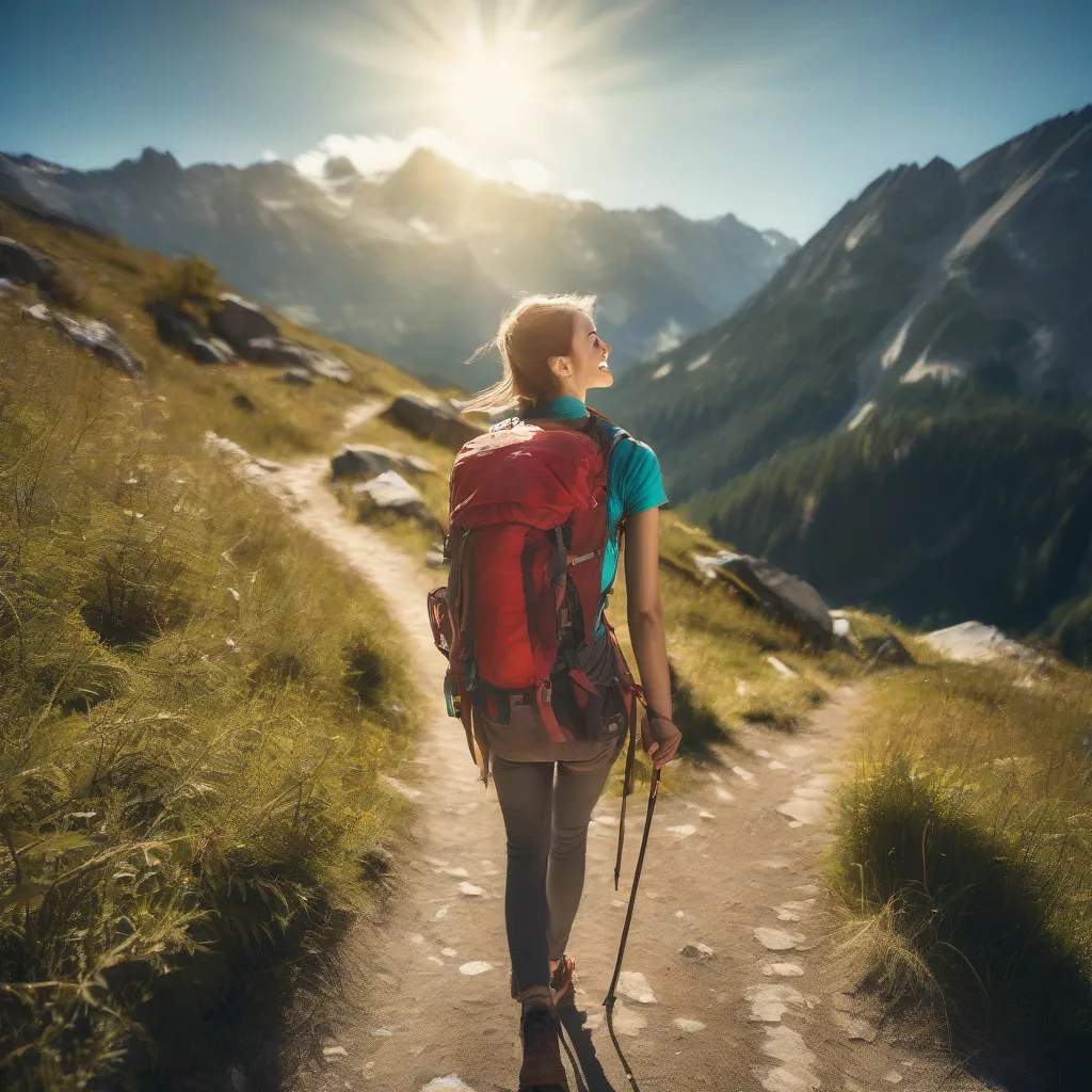 Woman Hiking in Mountains