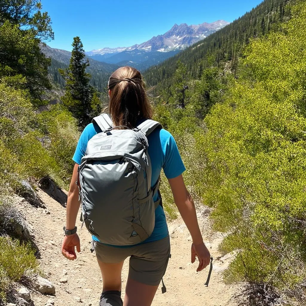 Woman Hiking with Travel Backpack