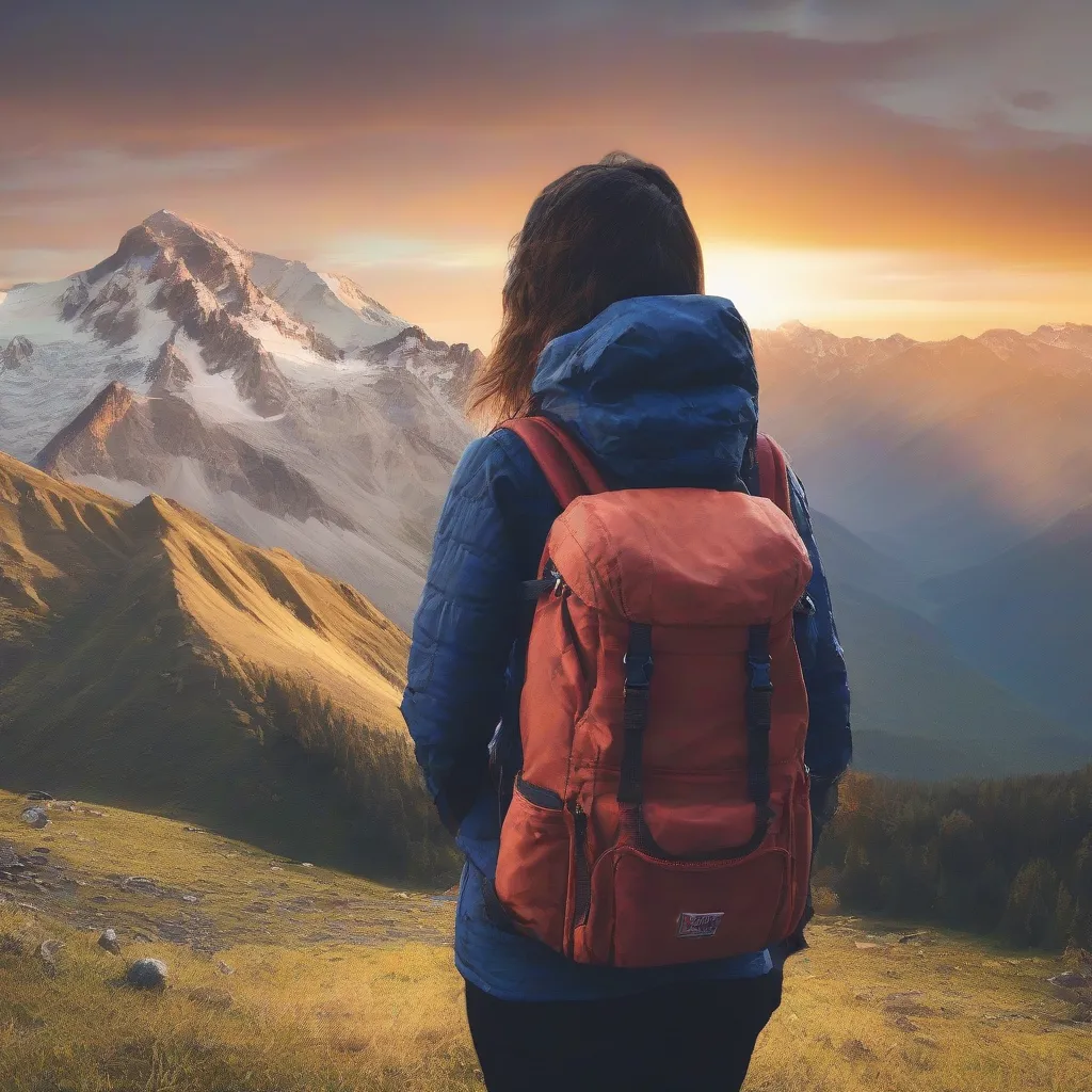 Woman Hiking With a View of a Mountain