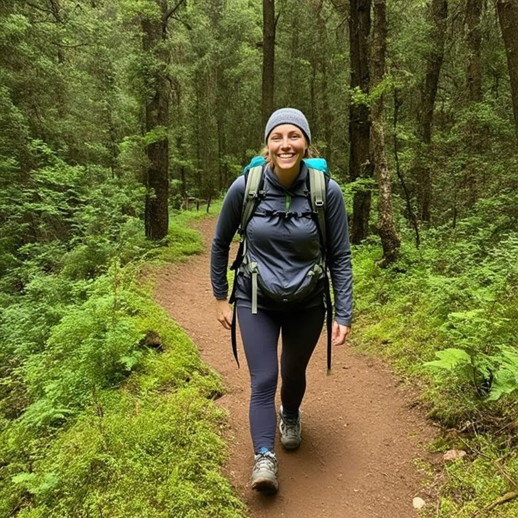 Woman Hiking With Backpack