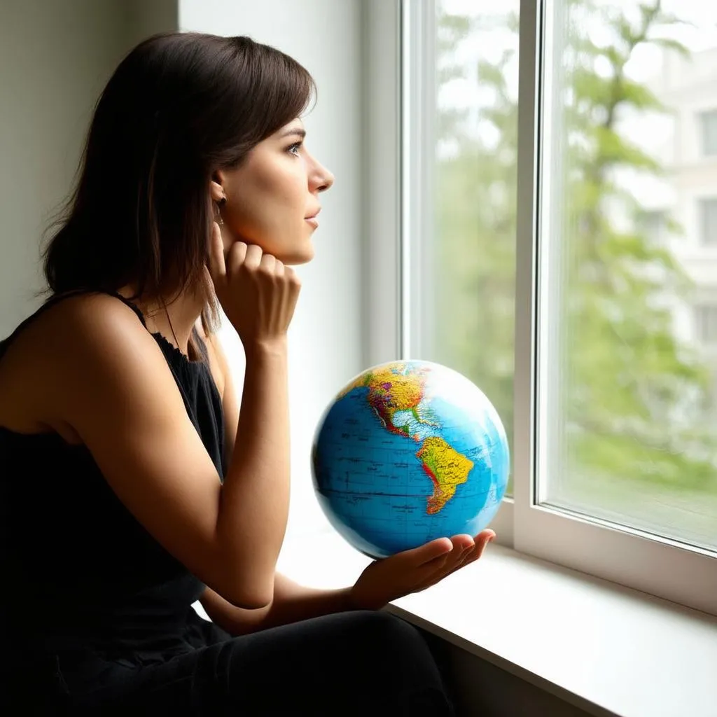 Woman Holding Globe