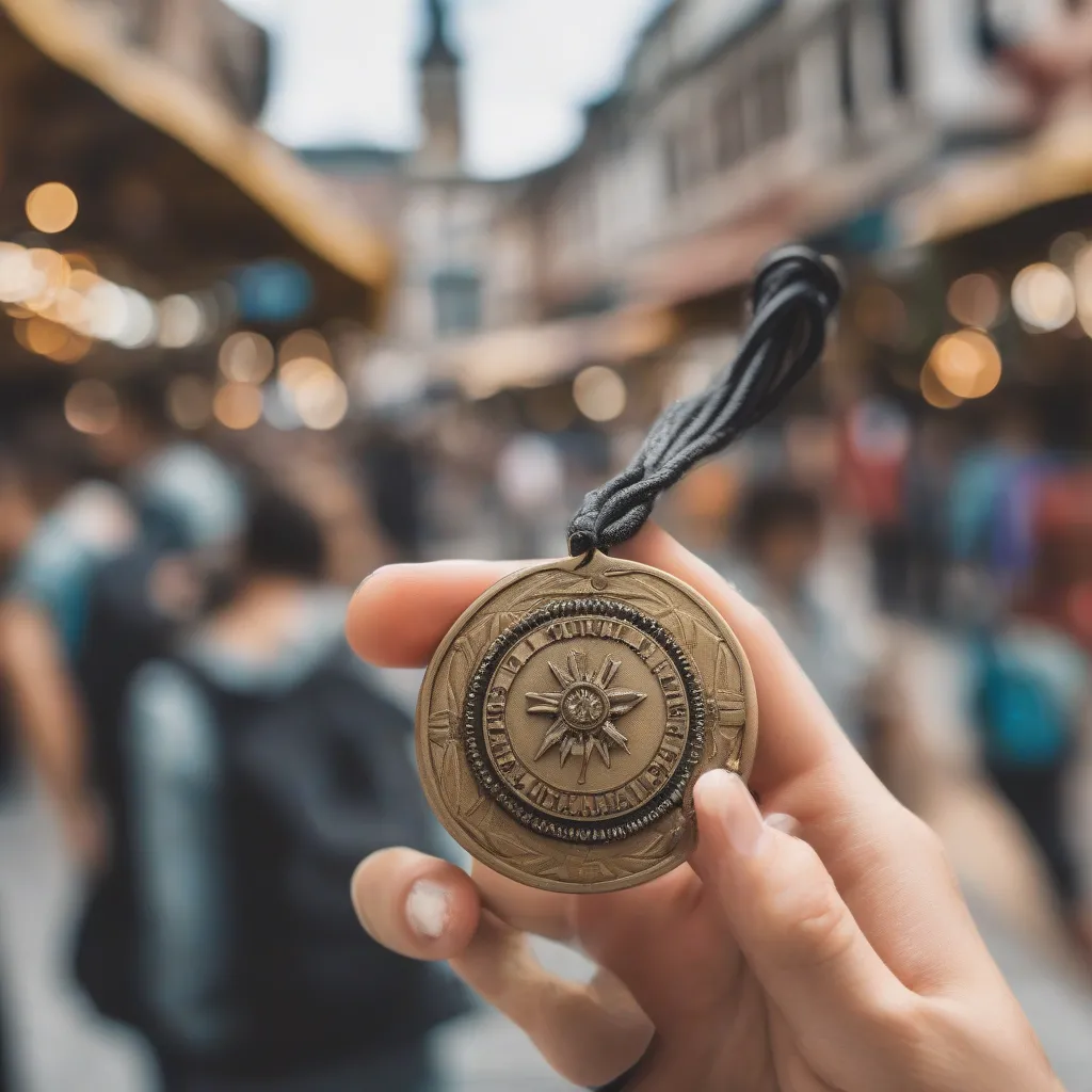 Woman Holding Travel Medallion