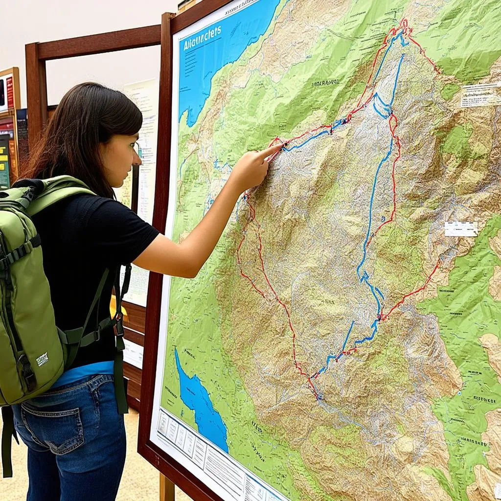 Woman studying a map