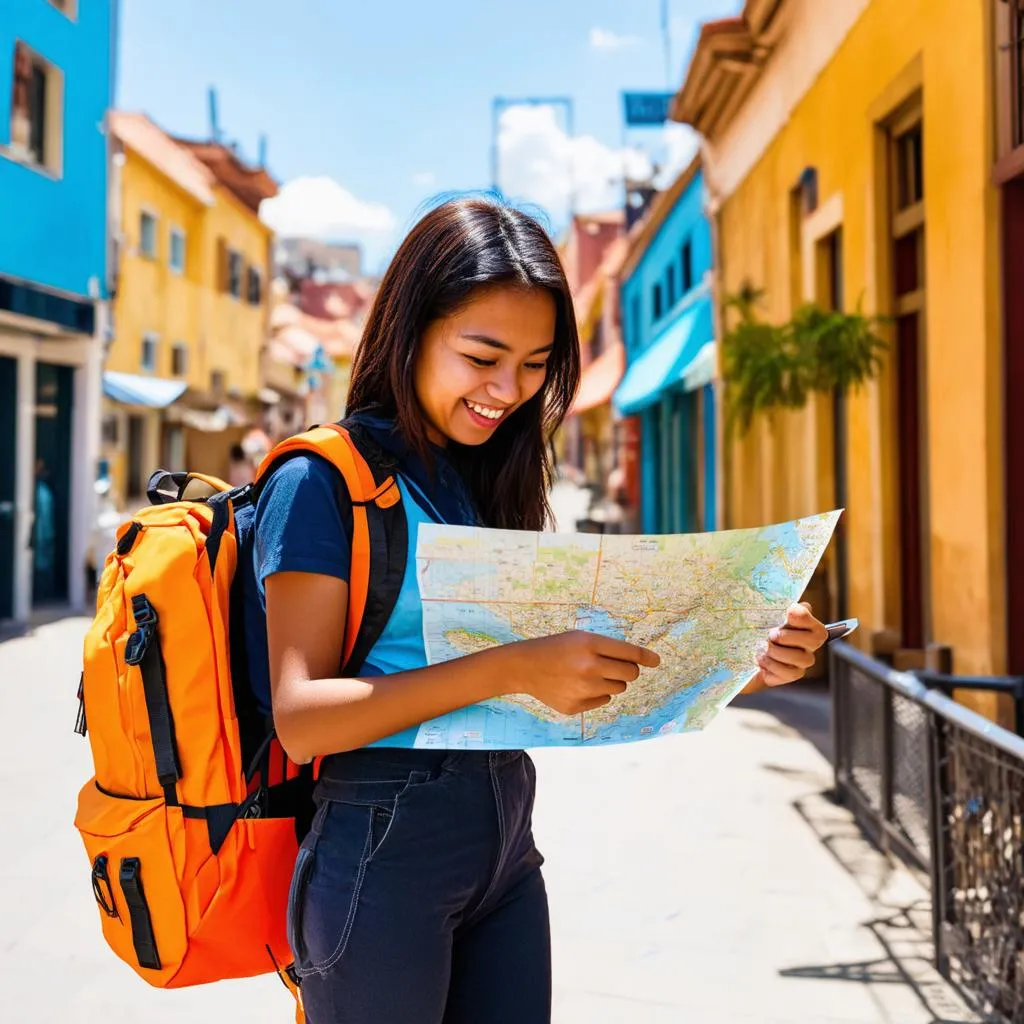 Woman Exploring with Map