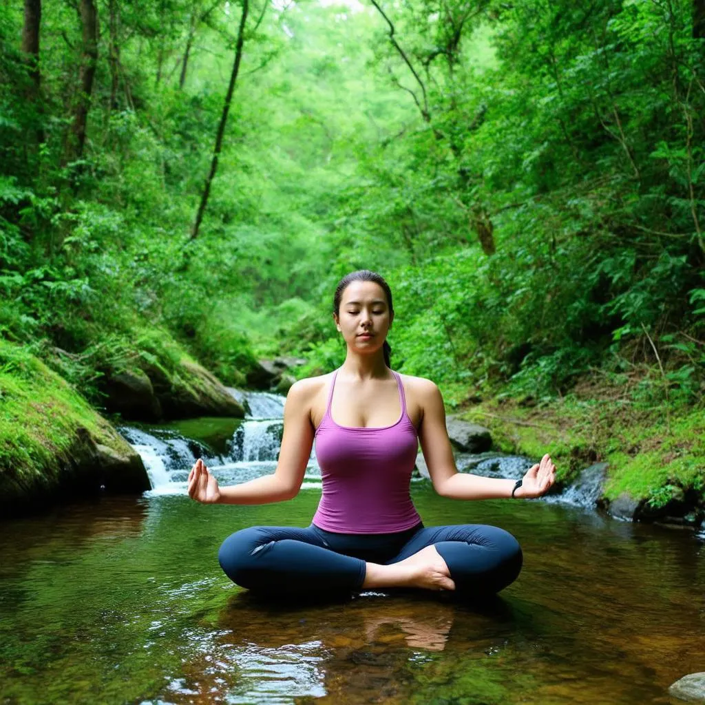 Woman Meditating in Nature