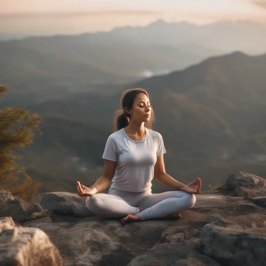 Woman Meditating on Mountaintop