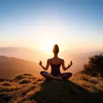 Woman Meditating on Mountaintop