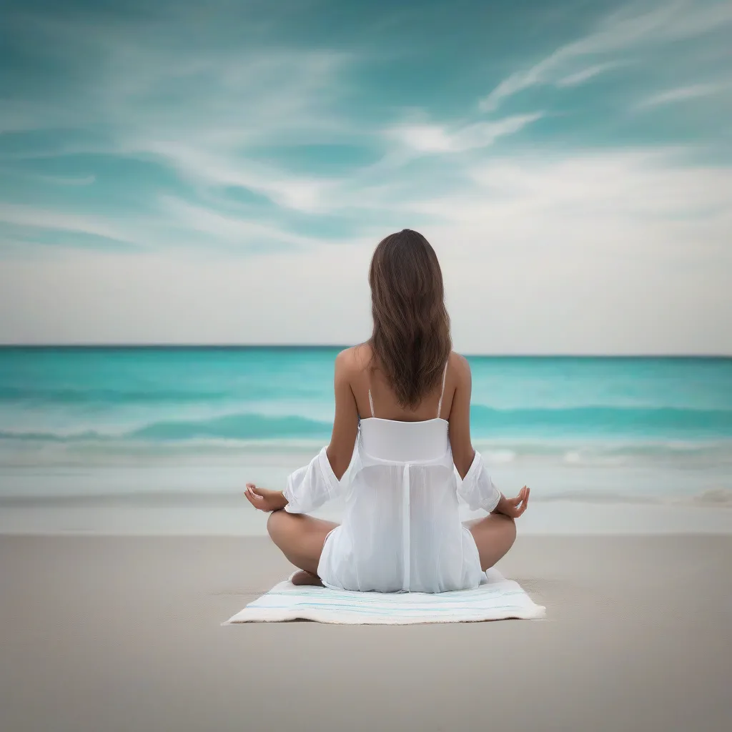 Woman Meditating on a Beach