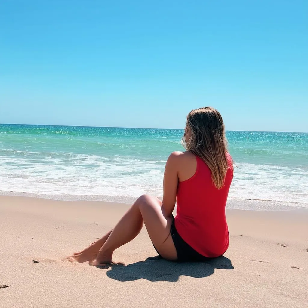 Relaxed Woman on Beach Vacation