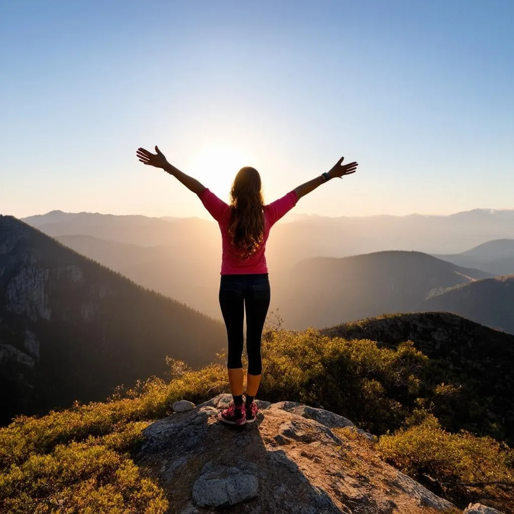 Woman on a mountain top