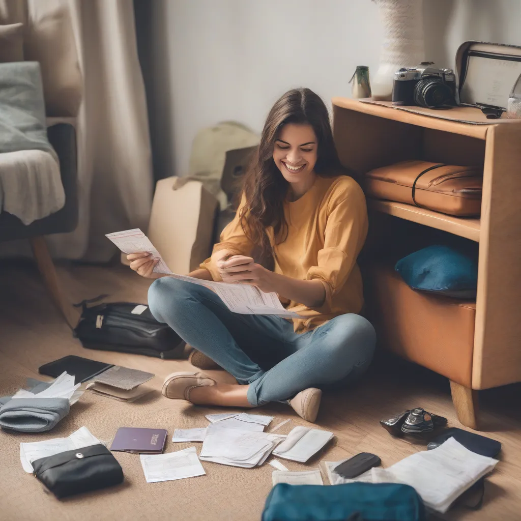 Woman Organizing Travel Documents