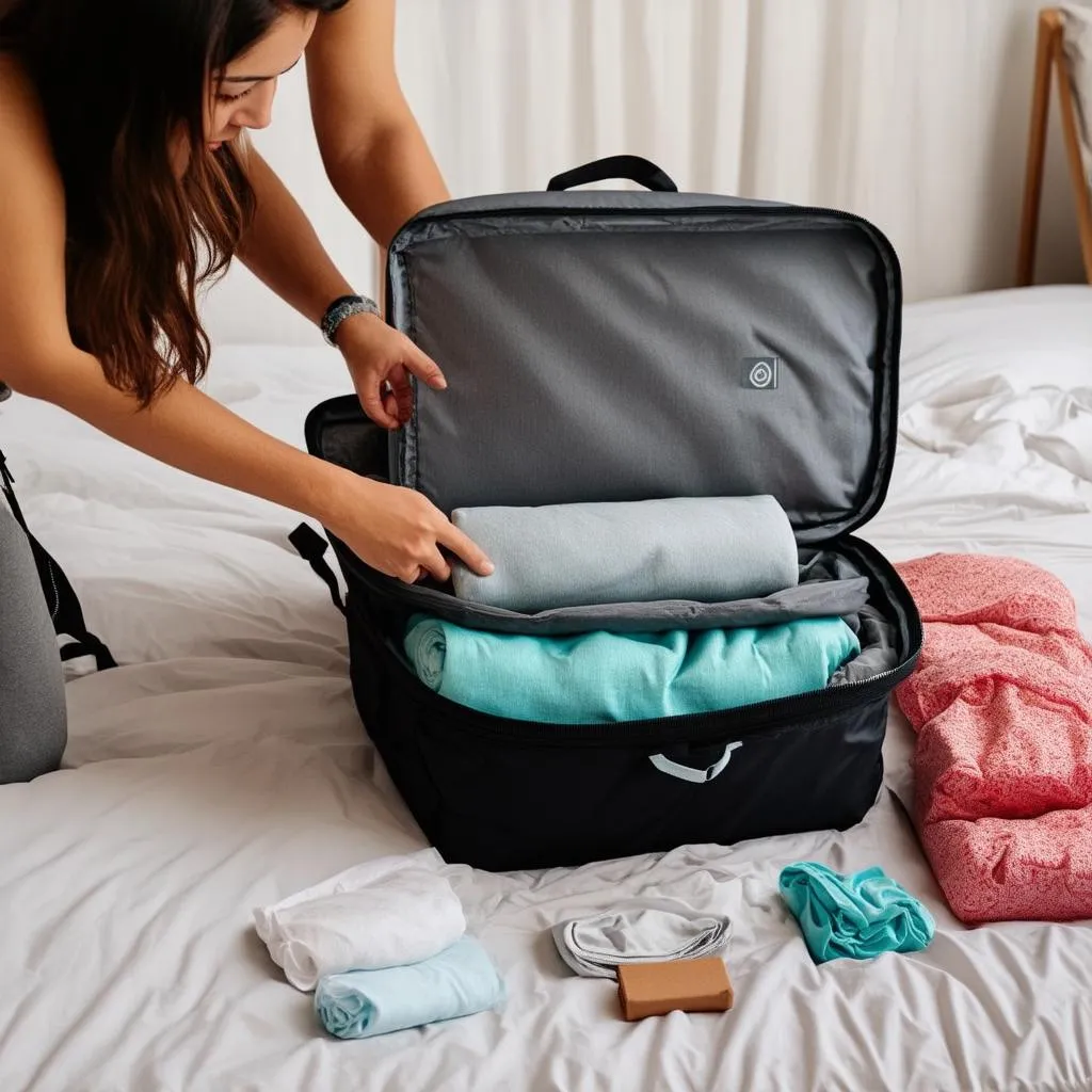 Woman Packing Backpack