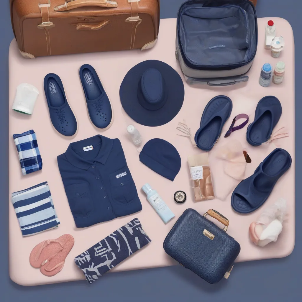 Woman packing Crocs in her suitcase