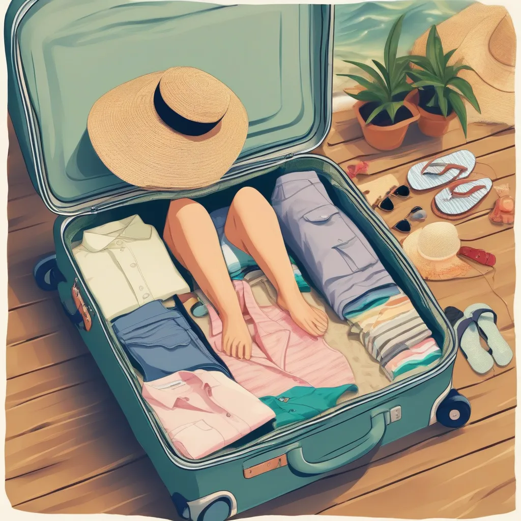 Woman Packing for a Beach Vacation