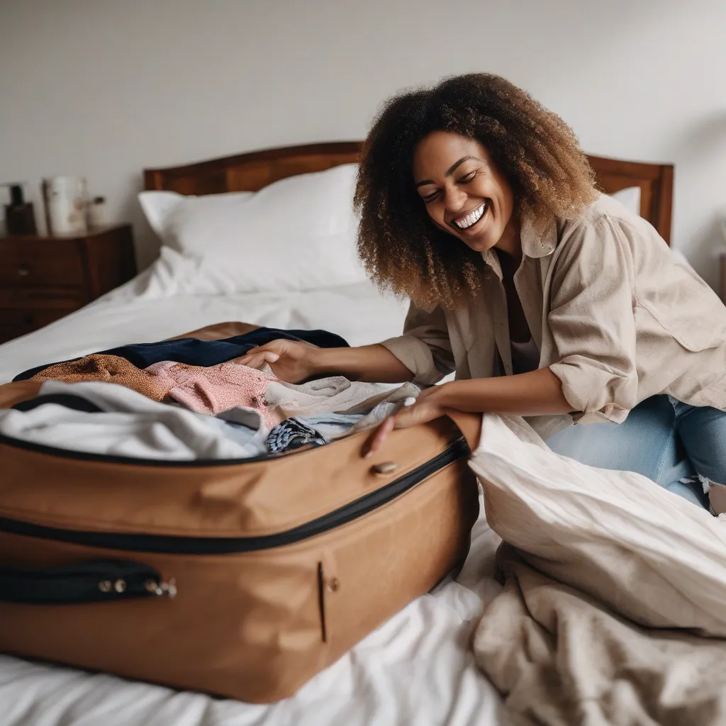 Woman packing suitcase for a trip