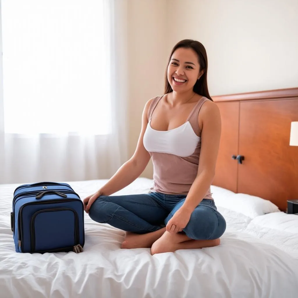 Woman Packing Suitcase for Travel