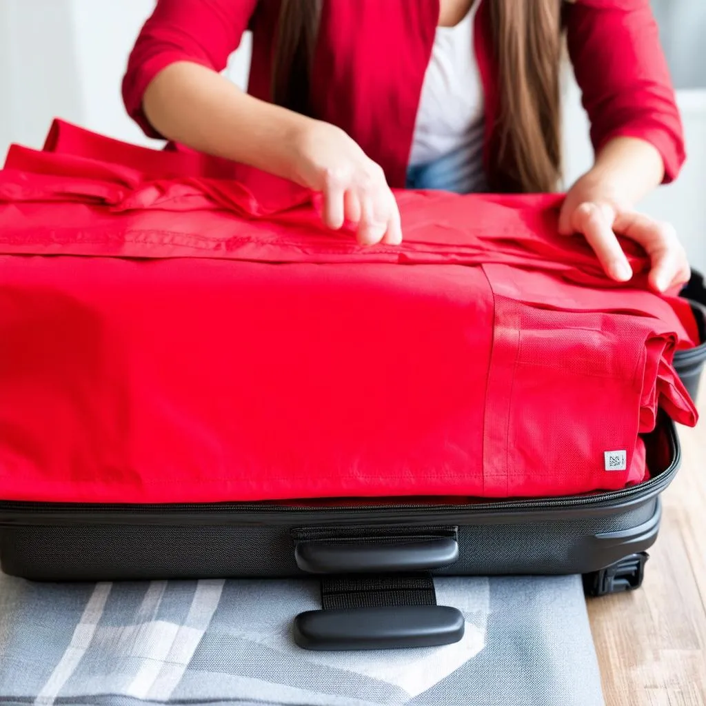 Woman Packing Travel Shirts