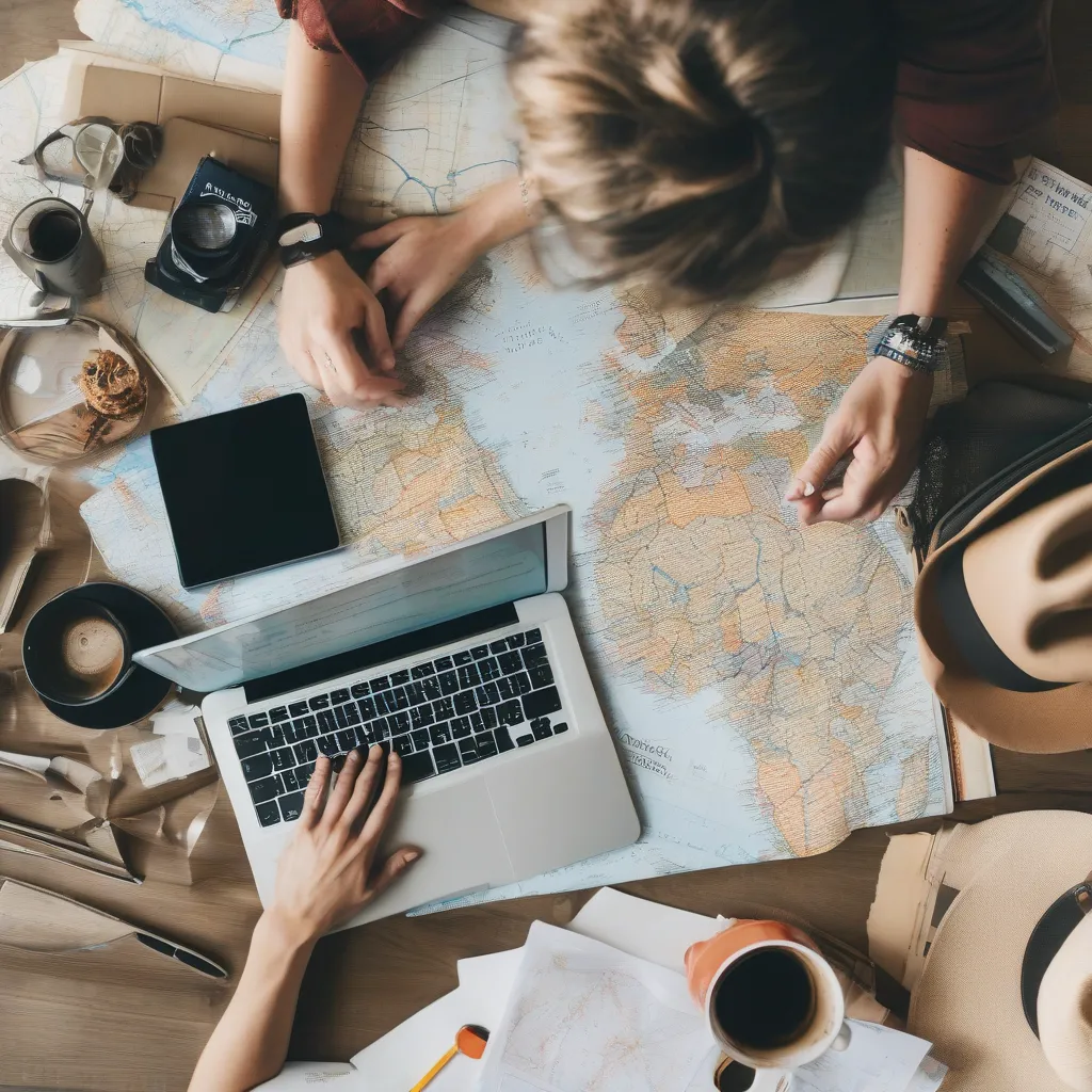 Woman Planning Trip on Laptop