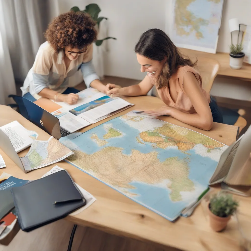 Woman Planning Trip Using Laptop and Travel Websites