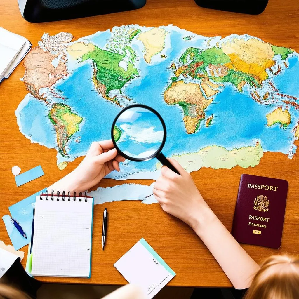 Woman Planning Trip with Map