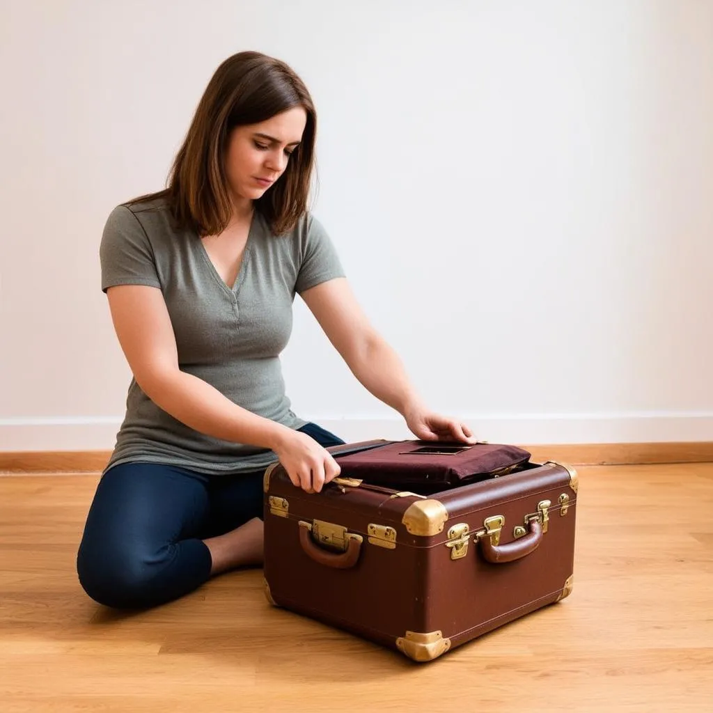 Woman Preparing Luggage for Journey