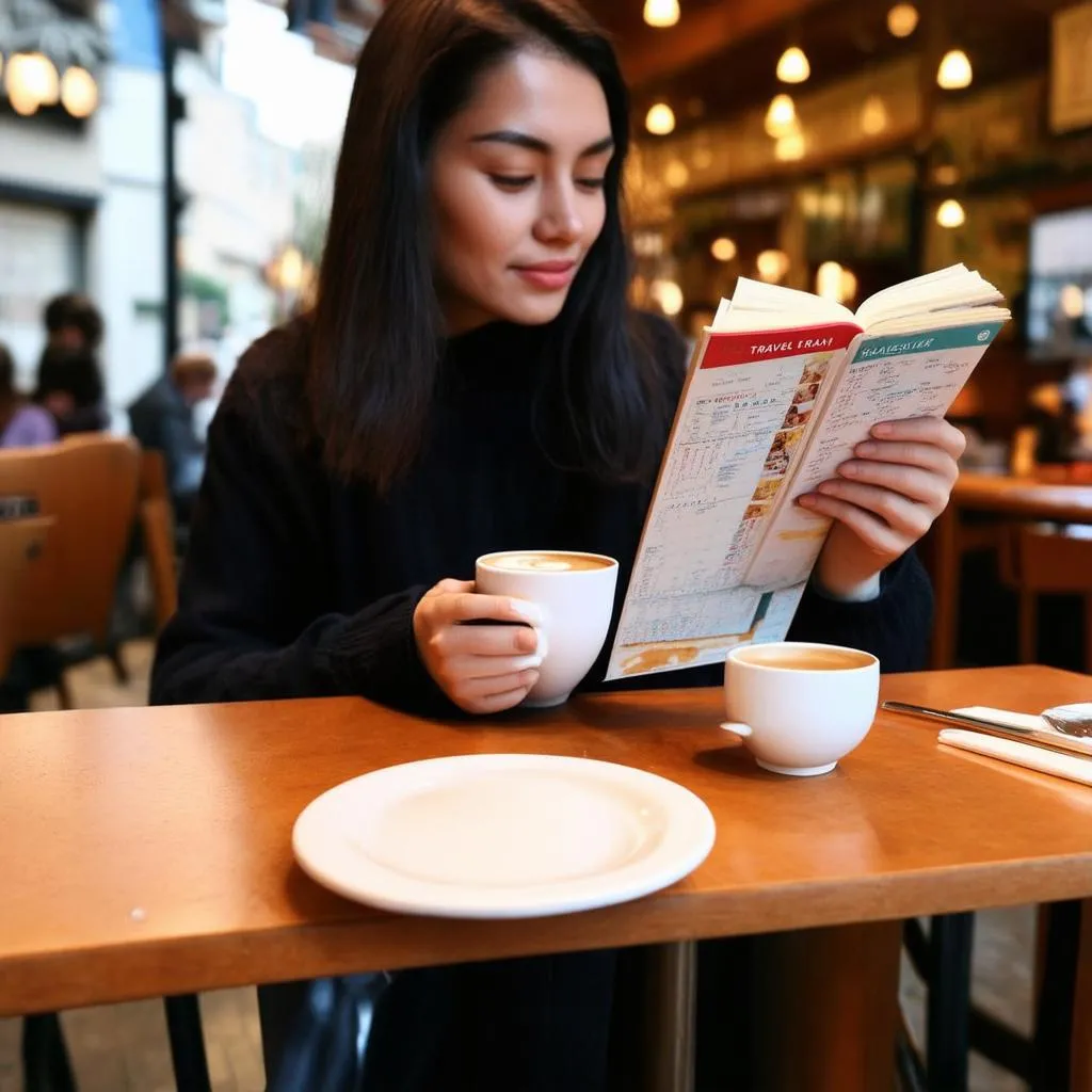 Woman Reading Travel Guide