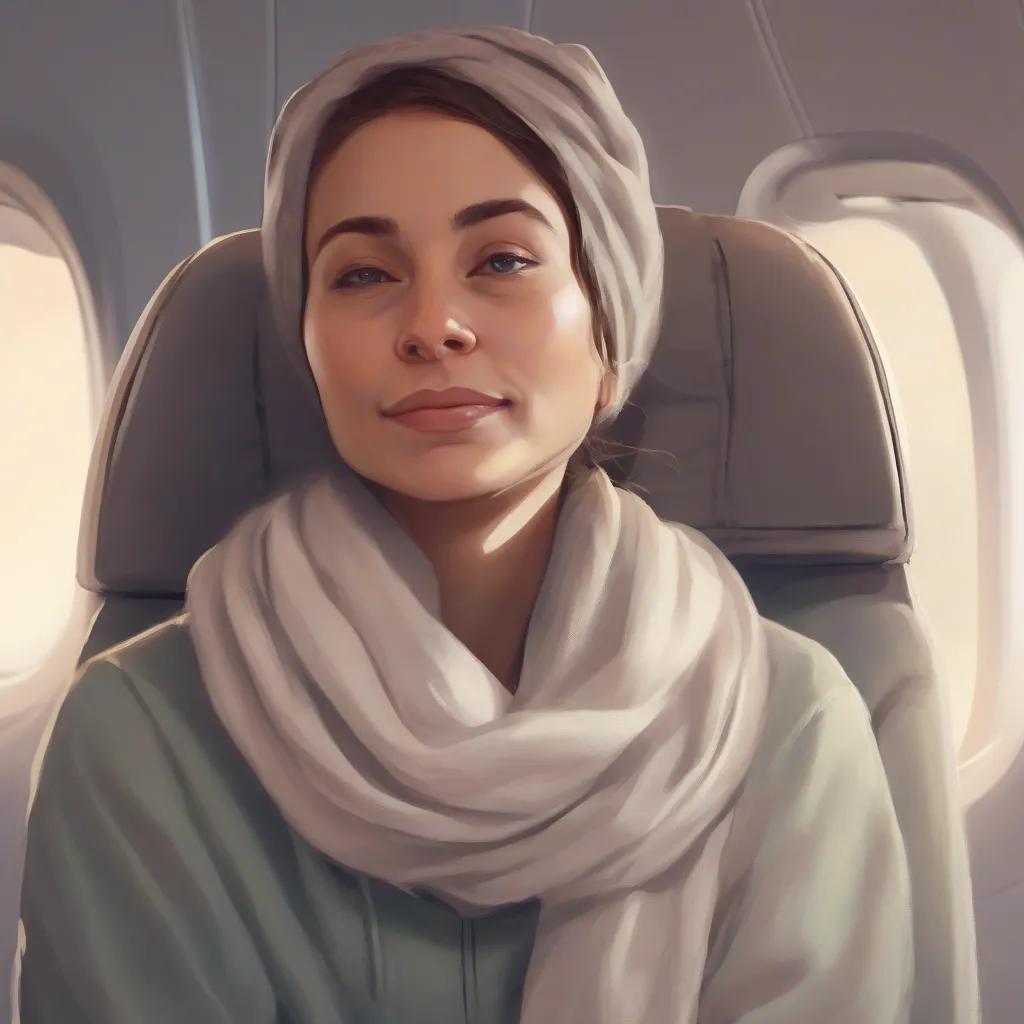 Comfortable Woman on a Plane