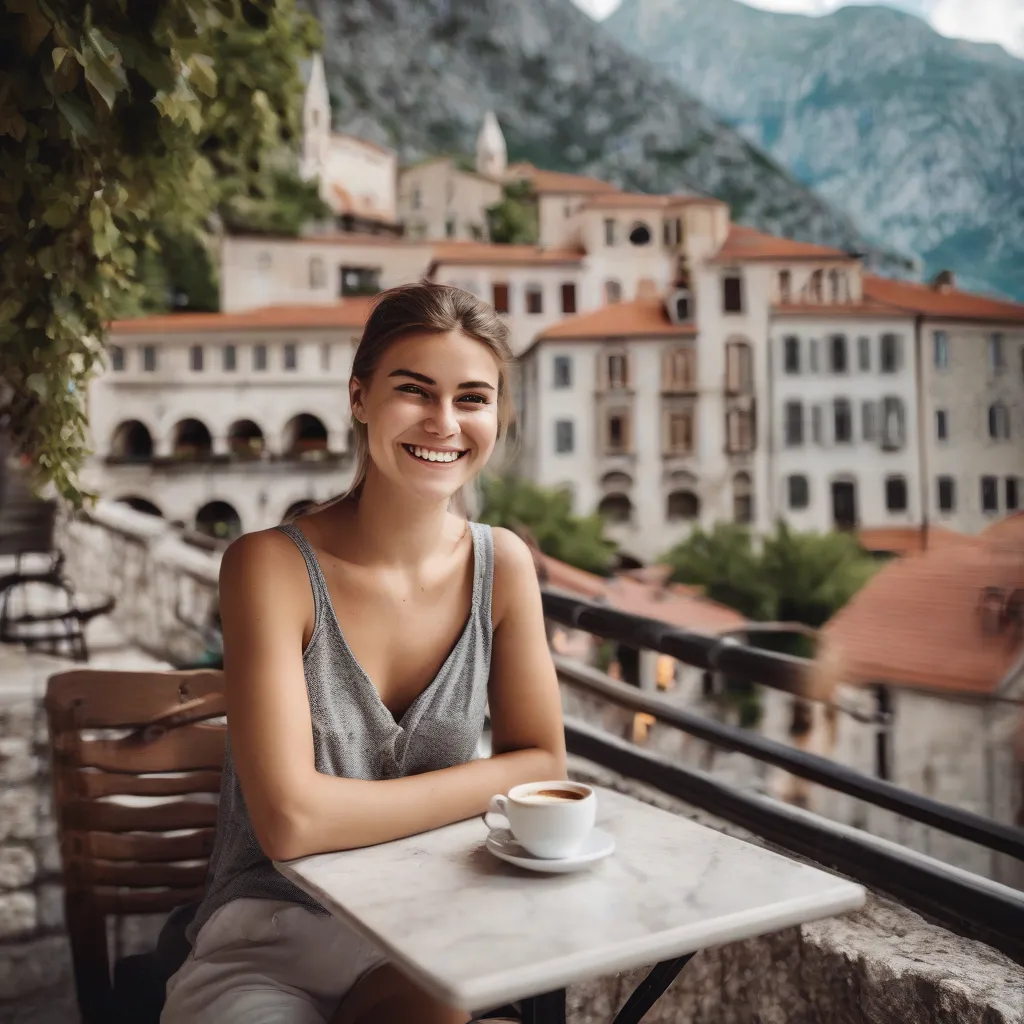 Solo Traveler Enjoys Coffee in Kotor