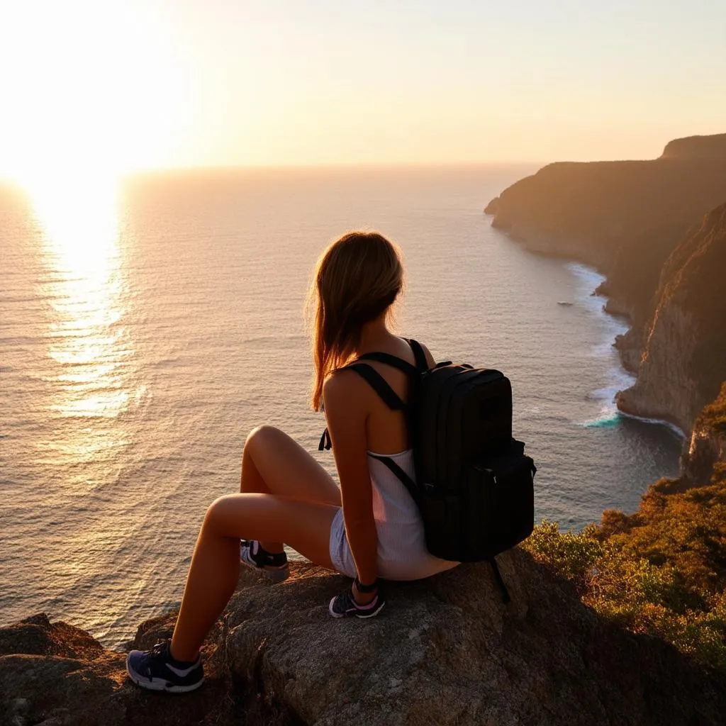 Woman gazing at the ocean