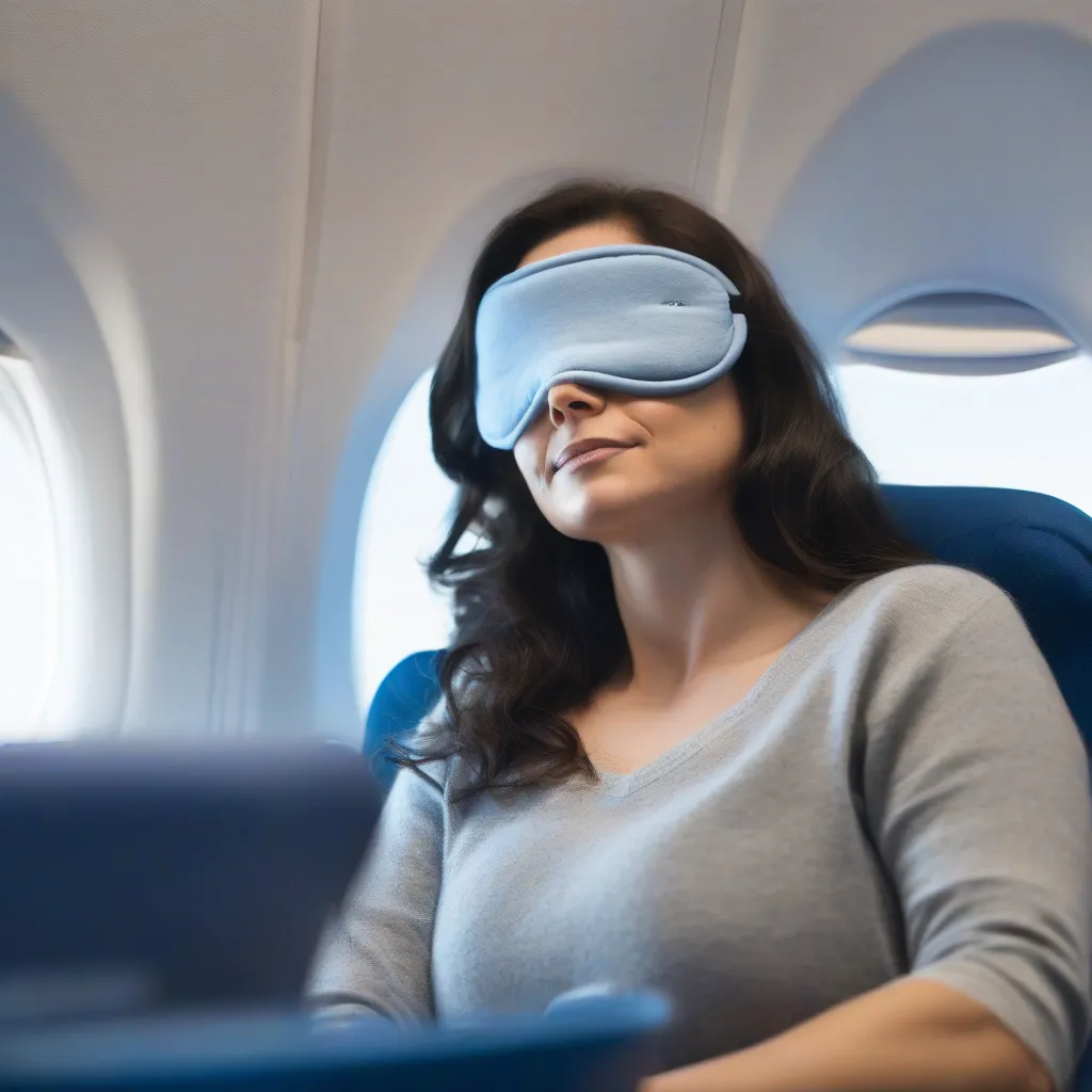 Woman Sleeping Peacefully on Airplane