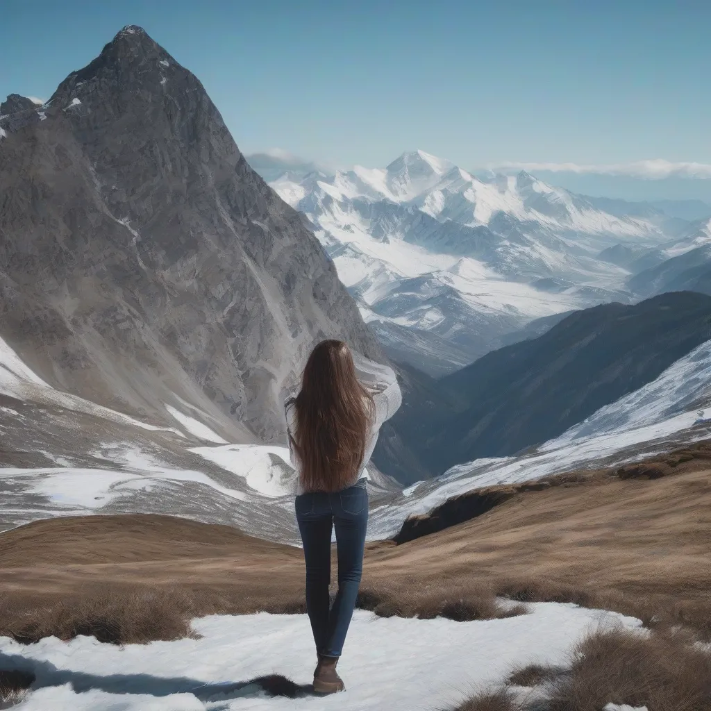  Woman Staring at Mountain View