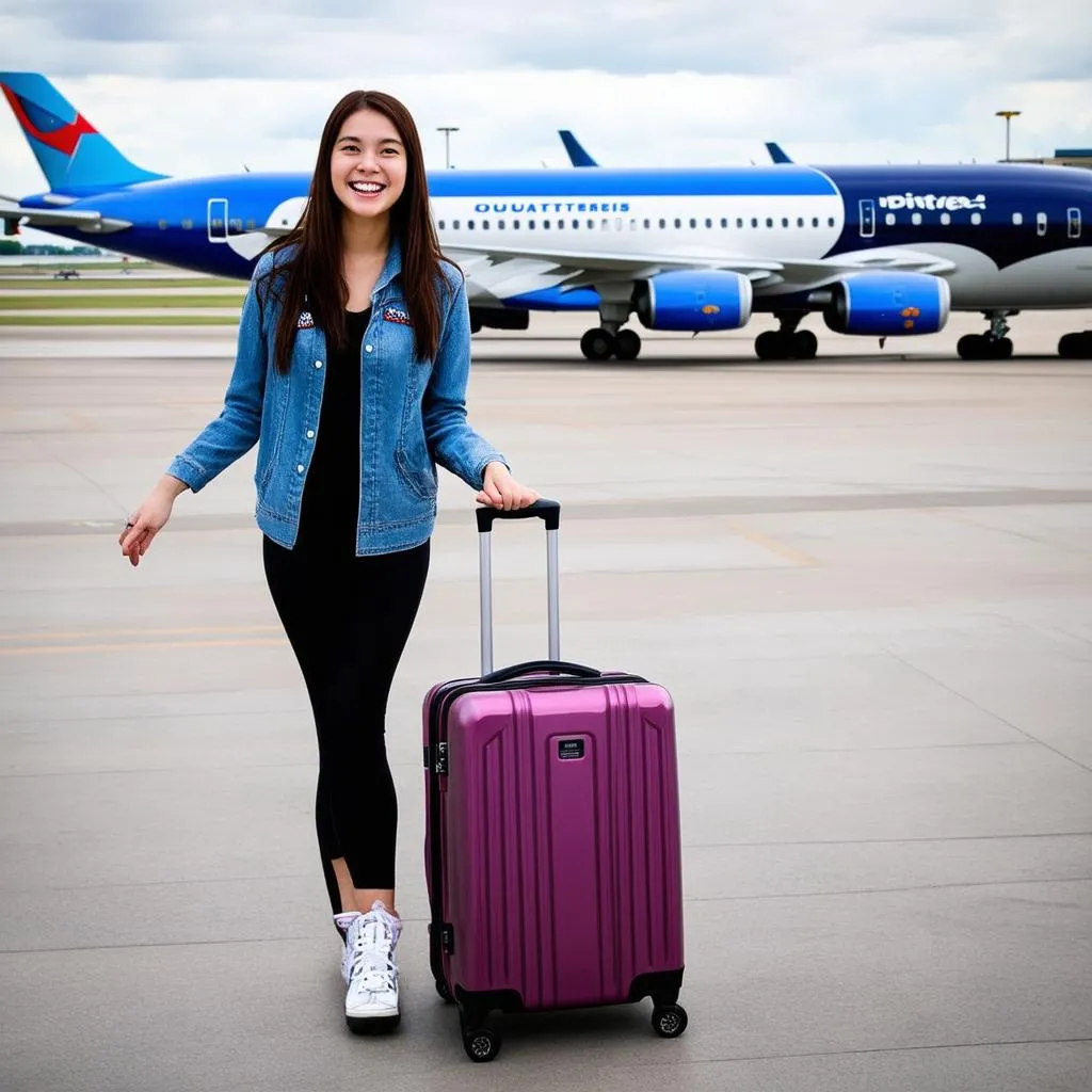 Woman with Suitcase at Airport