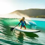 Solo female surfer riding a wave in Hawaii