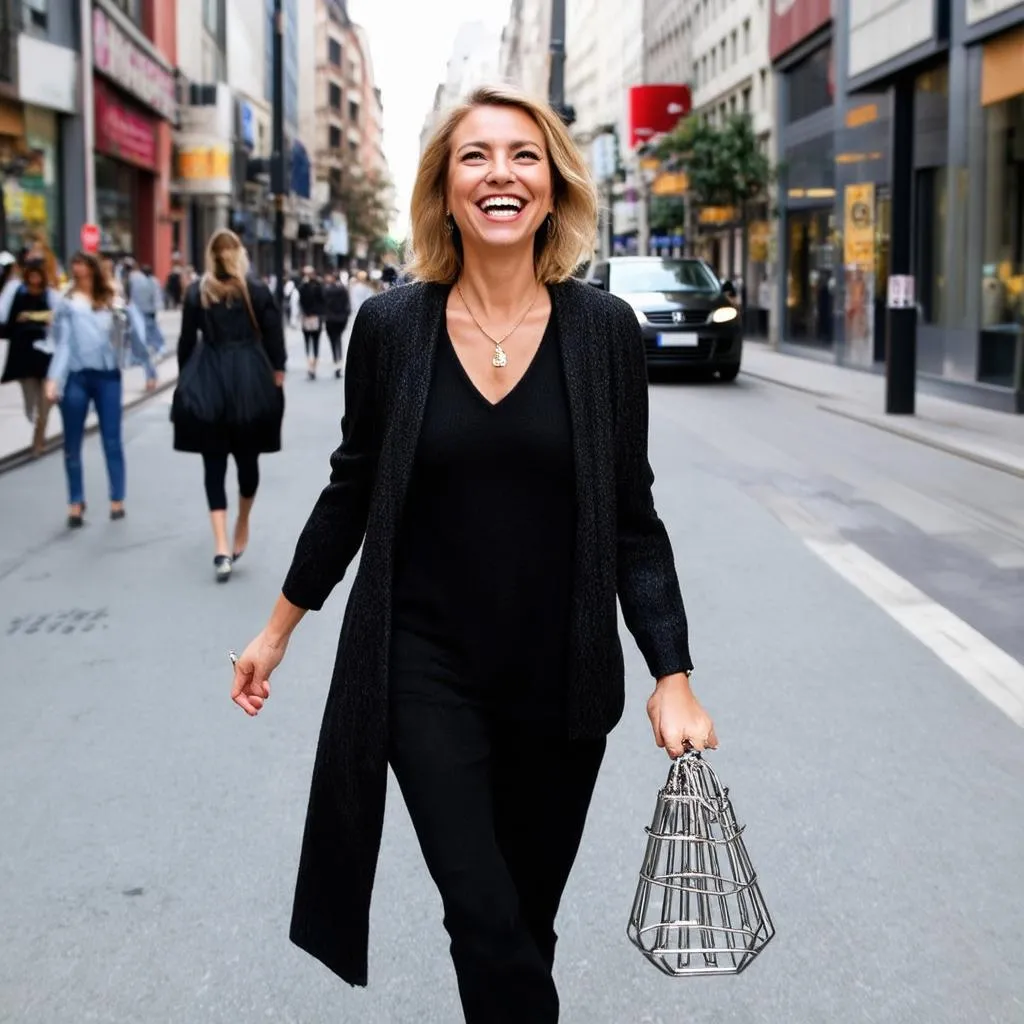 Woman Traveling With Metal Frame Bag