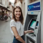 Woman Using ATM