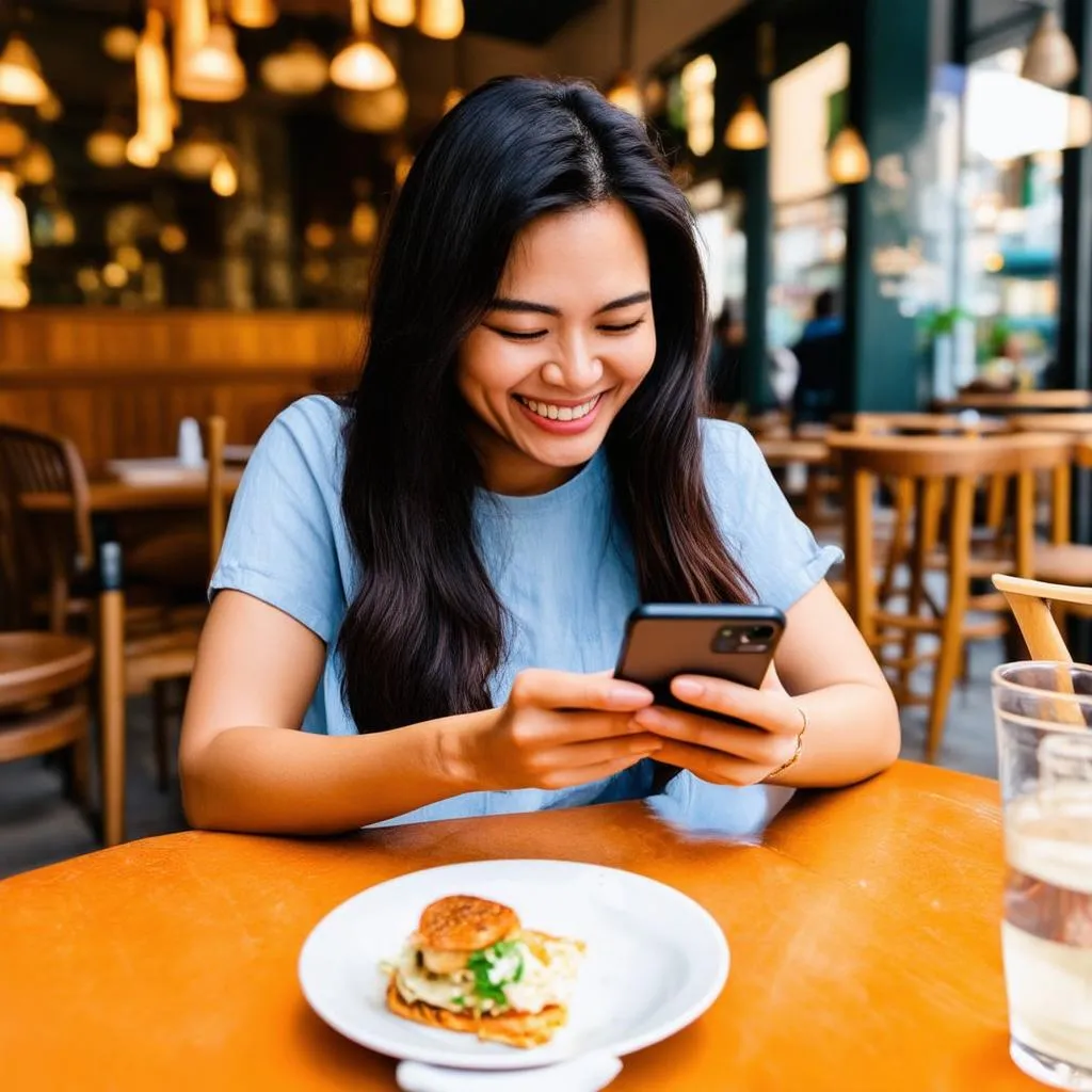 Woman Using Travel App