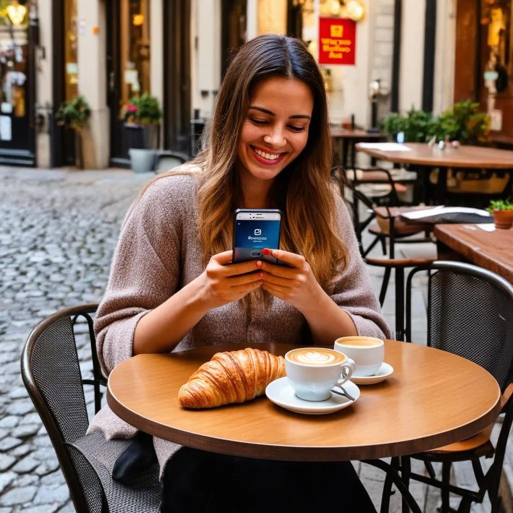 Woman Using Wells Fargo App