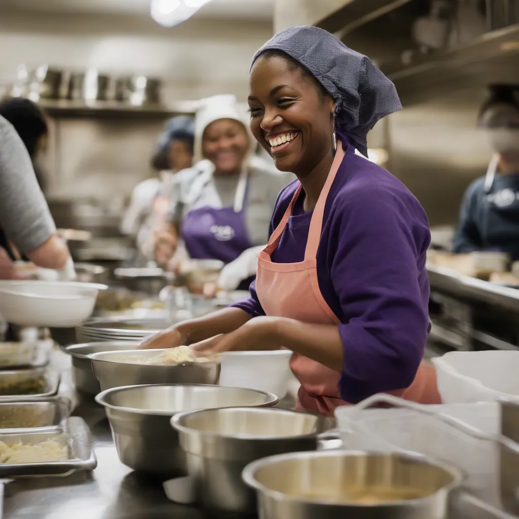 Volunteering at a soup kitchen