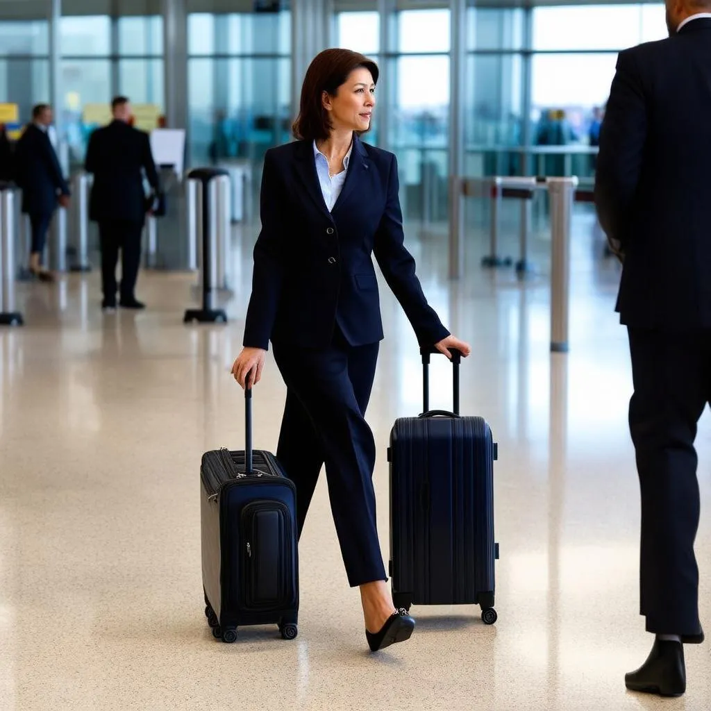 Confident Traveler with Suit Bag