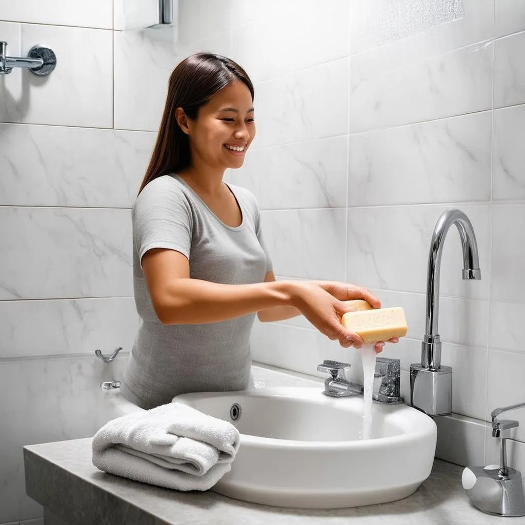 Woman Washing Clothes