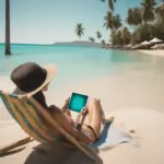 Woman Streaming Netflix on a Tropical Beach